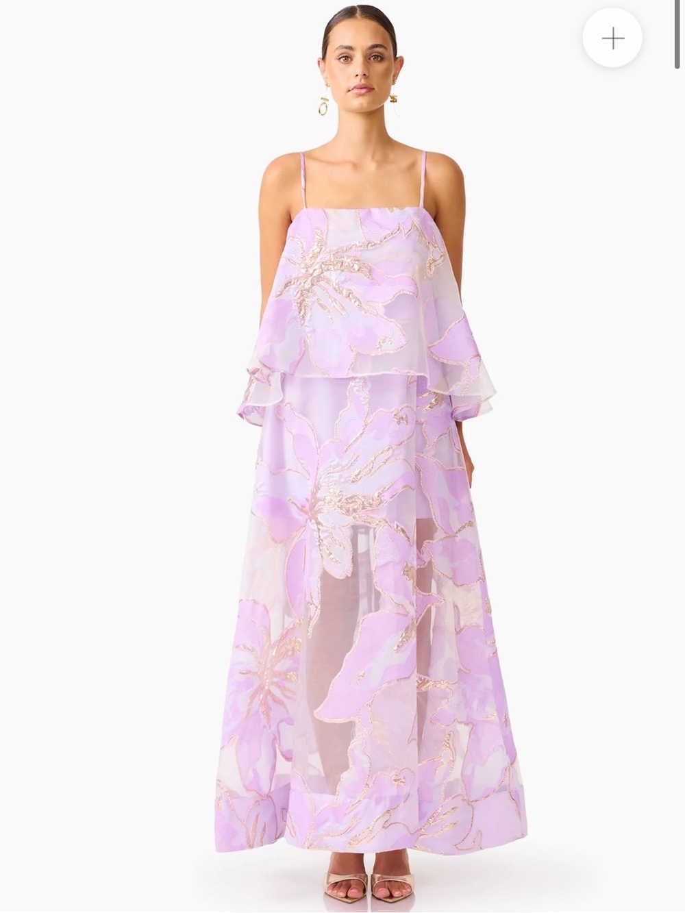 Elliatt Lilac Floral Maxi Dress with Gold Accents